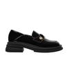 Small Gold Coin Platform Loafers Women's 2025 Autumn New Soft-soled Thick Heel Black British Style Small Leather Shoes Single Shoes