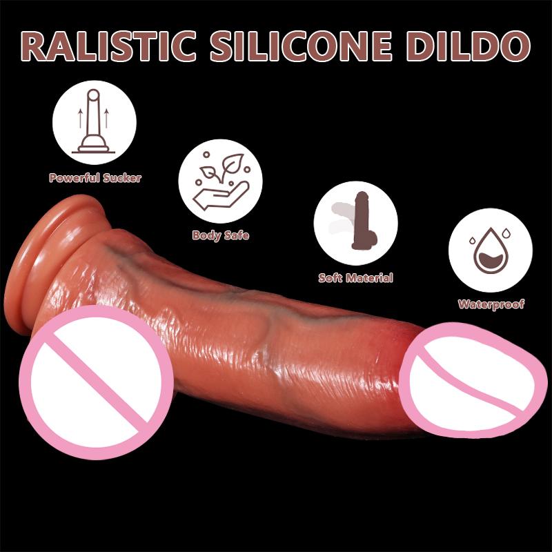 Silikonové dildo Body Soft Lifelike Anal 22cm erotická hračka pro ženy Realistické dildo pro muže G bod Stimulátor Deep Throat Trainer