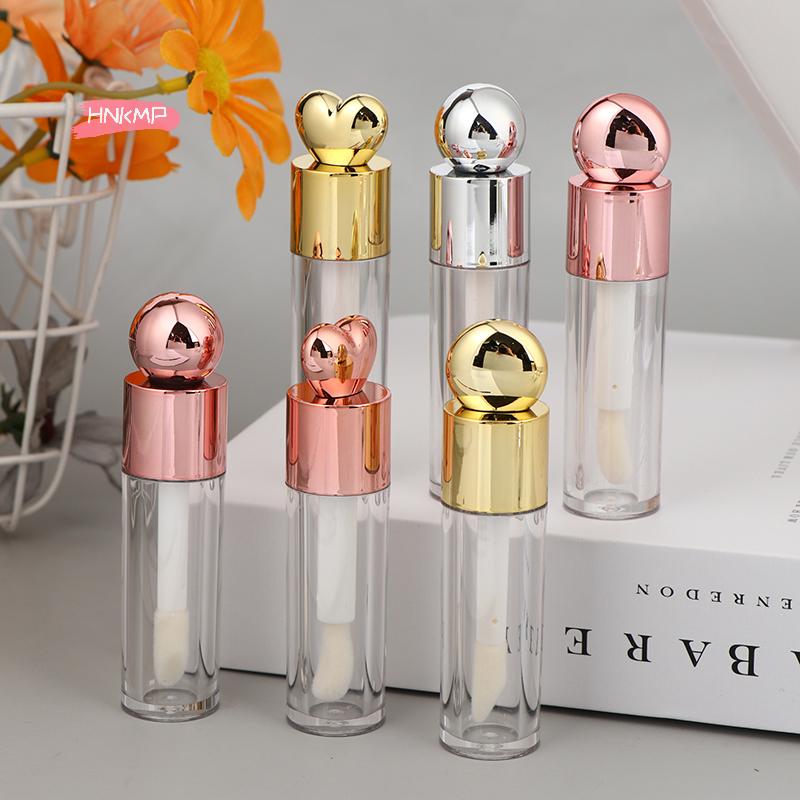 5ml Electroplated Lip Gloss Tube with Large Brush Head Transparent Pink Gold Silver Thick Rod Empty Bottle for Lips Container