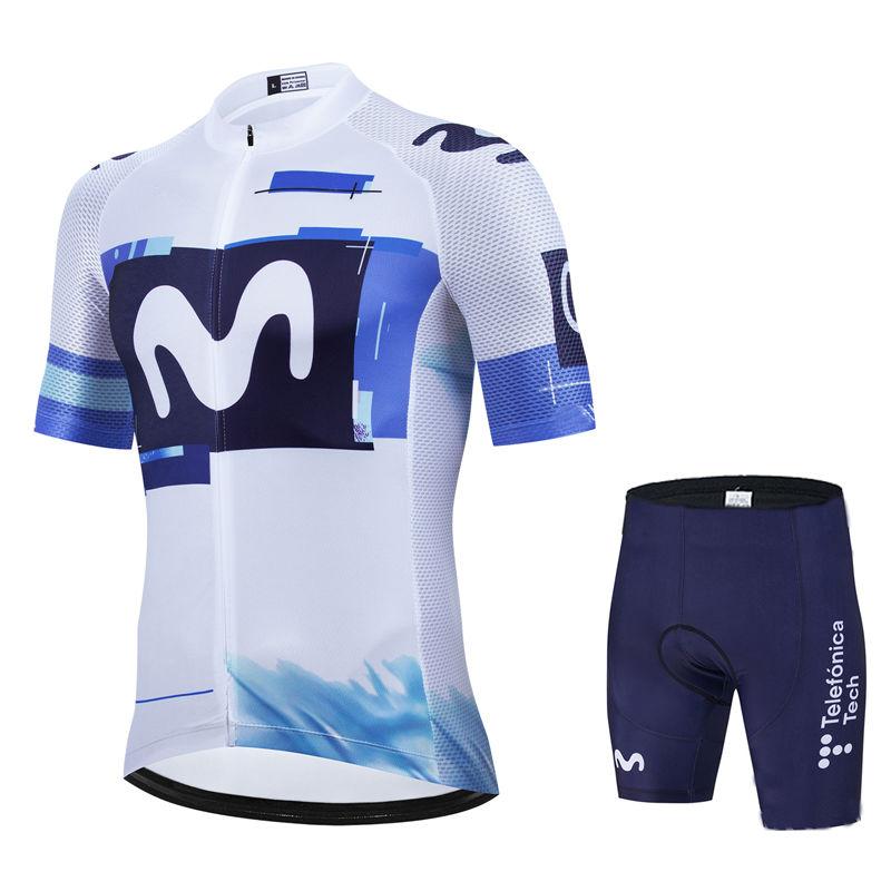 Movistar Pro Team Summer Cycling Jersey Suit Men's Breathable Mountain Bicycle Clothing Set Bike Mountain Maillot Ropa Ciclismo