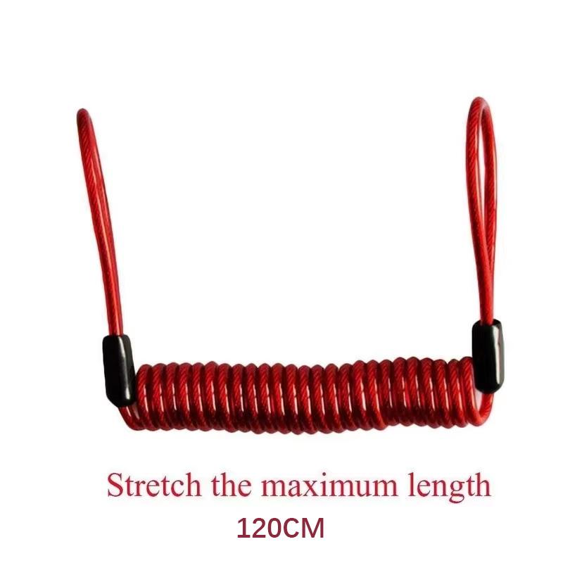 1.2M Bike Spring Cable Lock Anti-Theft Rope Alarm Disc Lock Bicycle Security Reminder Motorcycle Theft Protection 120-150cm