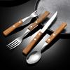 Wooden Handle Stainless Steel Tableware, Knife, Fork and Spoon Four-piece Set, Household Western Food Clip Handle, Steak Knife, Fork and Spoon