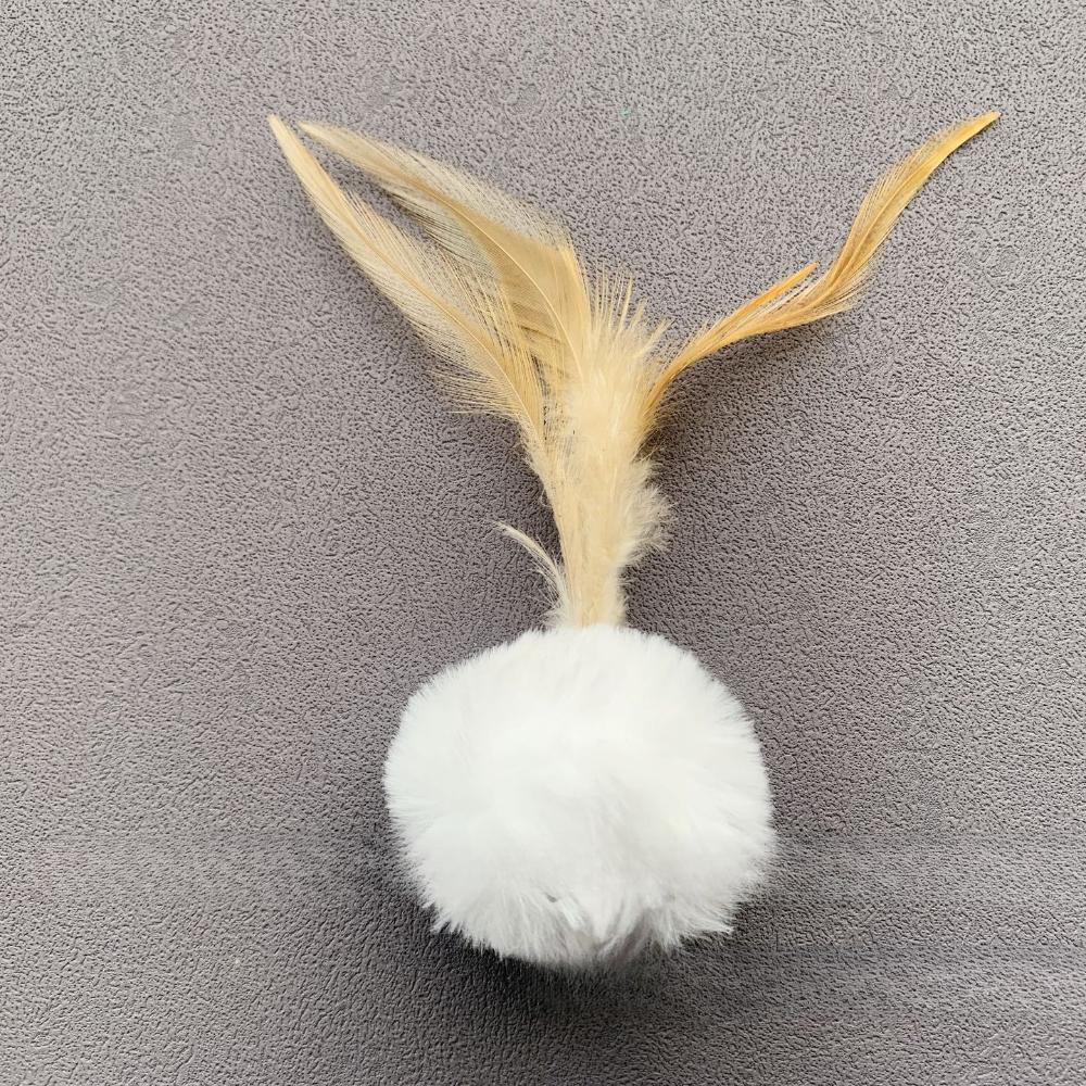 2pcs Random Color Plush Ball Feather Cat Teaser Stick For Changing Heads Cat Toy Plush Interaction Kitty Pet Toy
