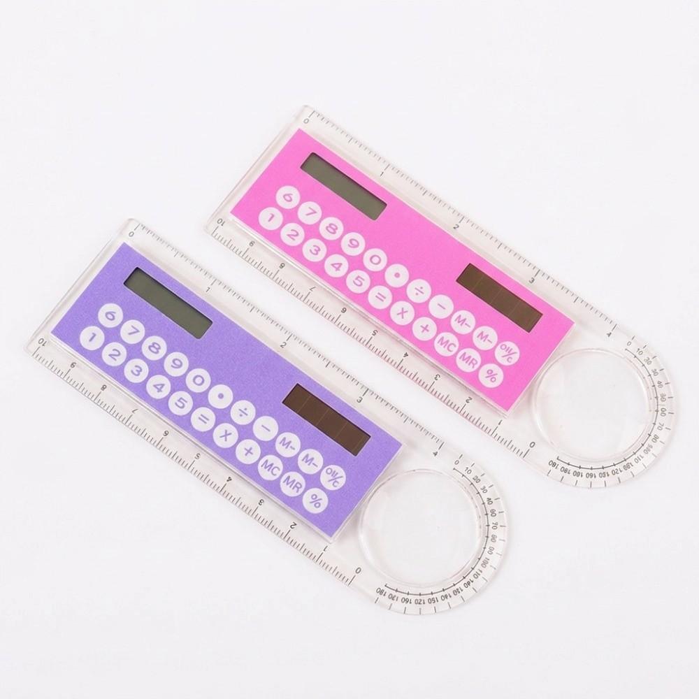 2Pcs 10cm Ruler Solar Calculator 2in1 Design Multifunction Calculator Office Supplies