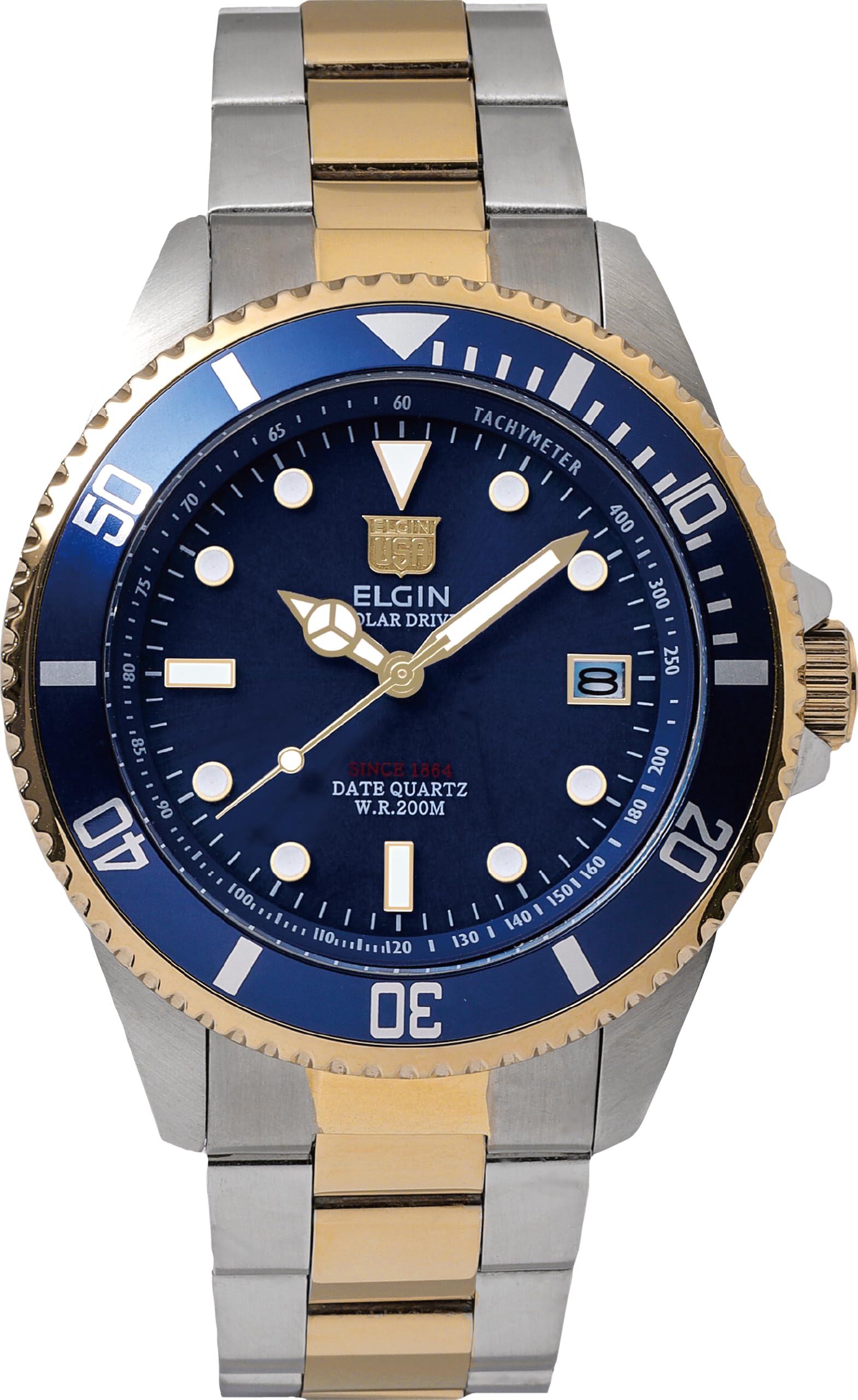 Solar 20 ATM Water Solar Blue ELGIN Diver s Watch, Resistant, Powered, Men s, Dial, FK1426TG-BL