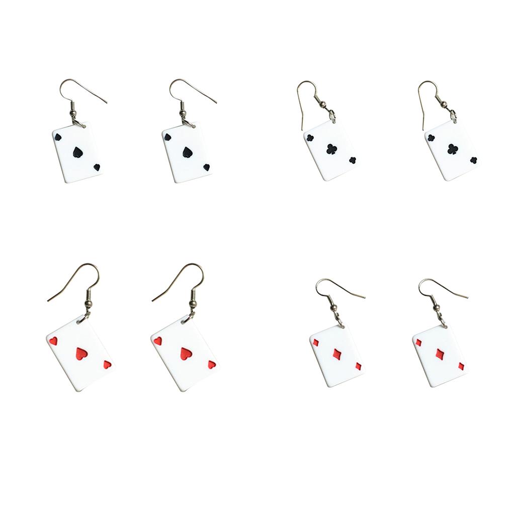 Women Funny Playing Card Drop Earrings Interesting Personlized Ear Hook Teenages Christmas Gifts Jewelry Eardrop