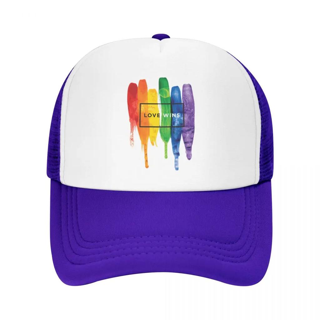 Custom Love Wins Rainbow LGBT Baseball Cap for Unisex Women Breathable Gay Pride Lesbian Trucker Hat Outdoor Snapback Dad Hats