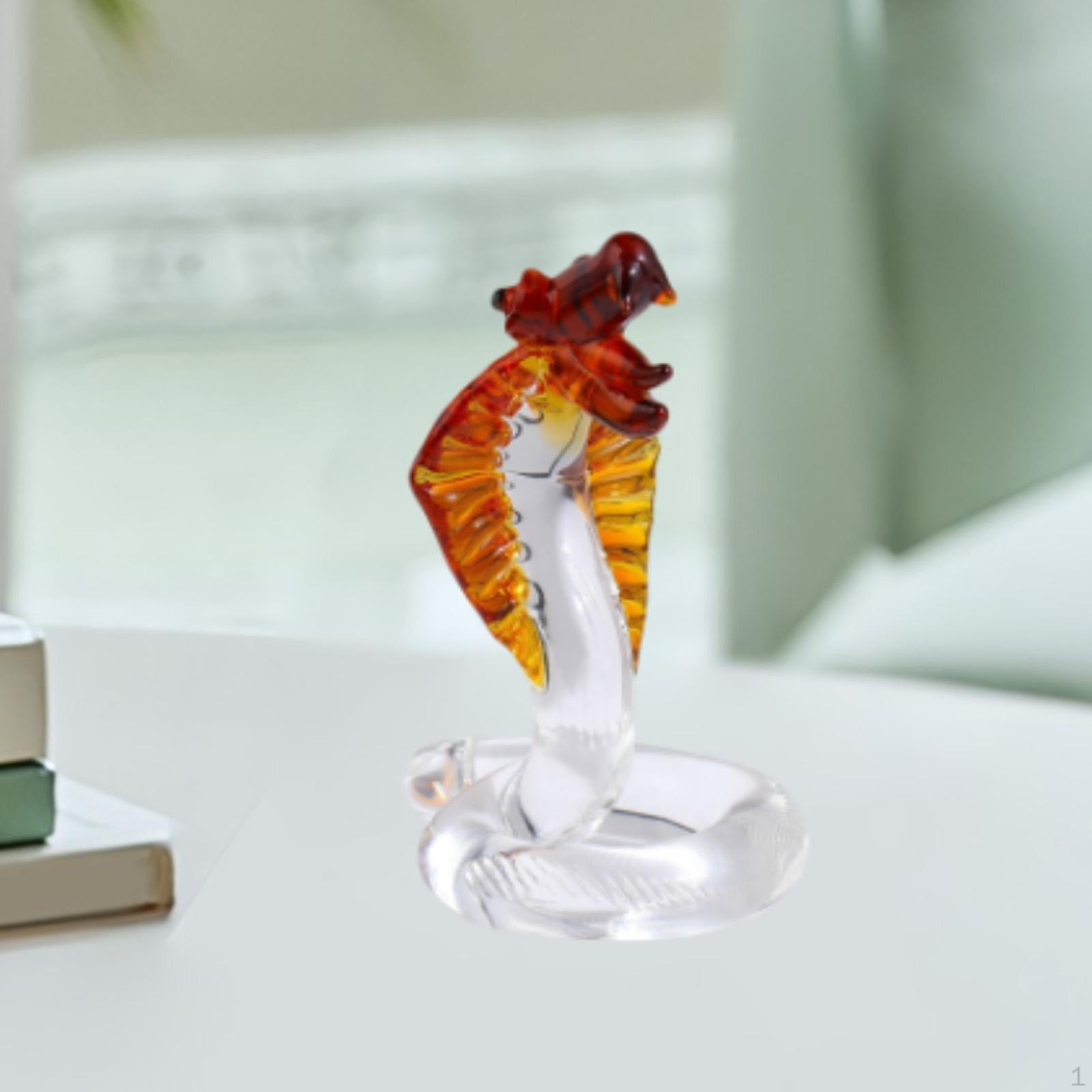 

Стеклянная фигурка змеи кобры для домашнего декора на китайский год жёлтый