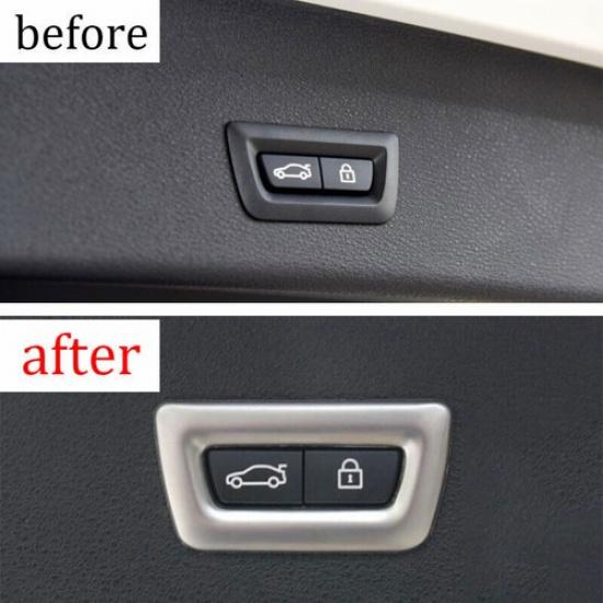 Fit For BMW X1 F48 2016- Silver Steel Rear Door Tailgate Button Cover Trim