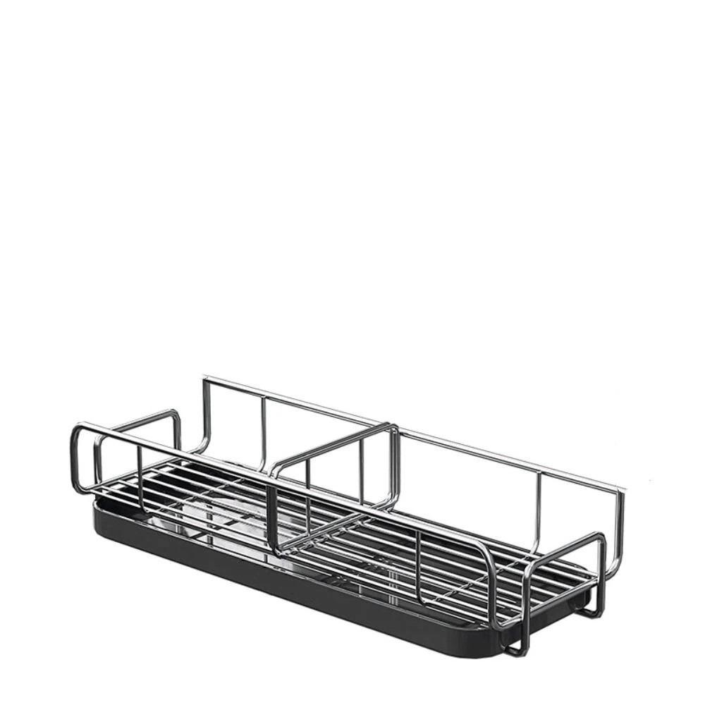 Quick Draining Sponge Holder Rustproof Metal Storage Rack Sturdy Kitchen Organizer  Daily Use Grey-1