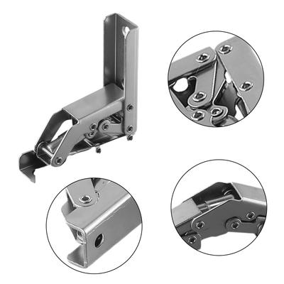 2PCS 90 Degree Self-locking Folding Hinges with 180 Degree Spring Folding Brackets for Table Legs and Cabinet Door Applications