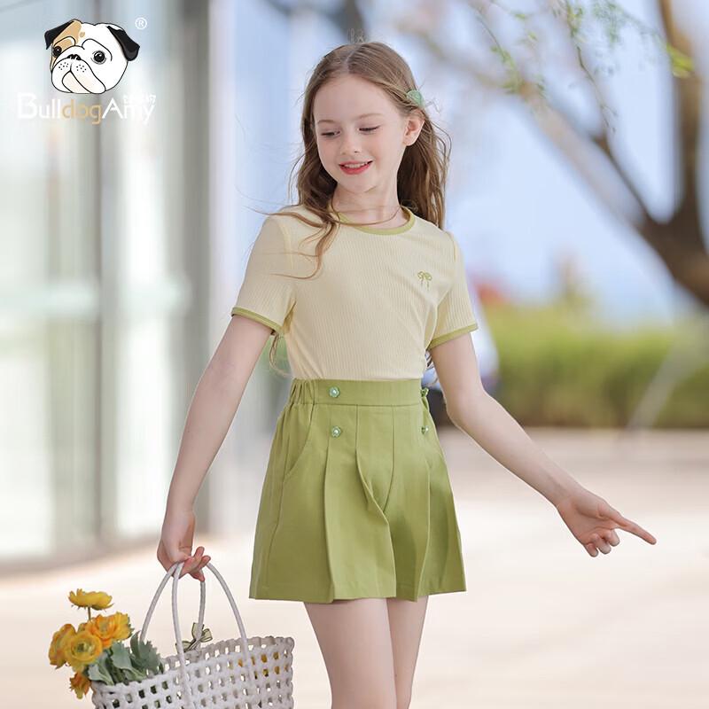 Chanzuigou Girls  2026 Summer Color-block Short-Sleeve Knit T-shirt 150 cm жёлтый