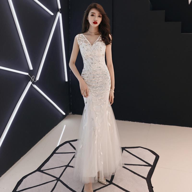 Banquet evening dress women's 1011 new noble celebrity temperament long slim fishtail host dress dress