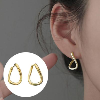 1 Pair Geometric Huggie Hoop Earrings for Women, Casual Simple Earrings, Lightweight Minimalist Jewelry for Party Daily Wear