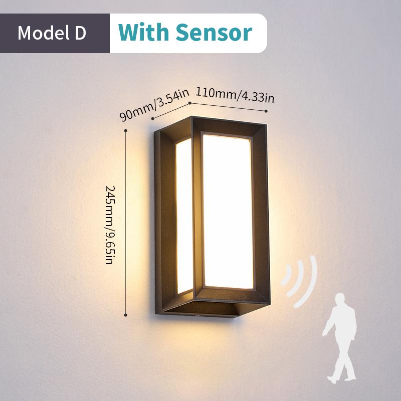 Led Light Motion Sensor Modern Outdoor Lighting AC85-265V Wall Mounted Lamp Garden Lights Background Outdoor Kitchen Staircase L