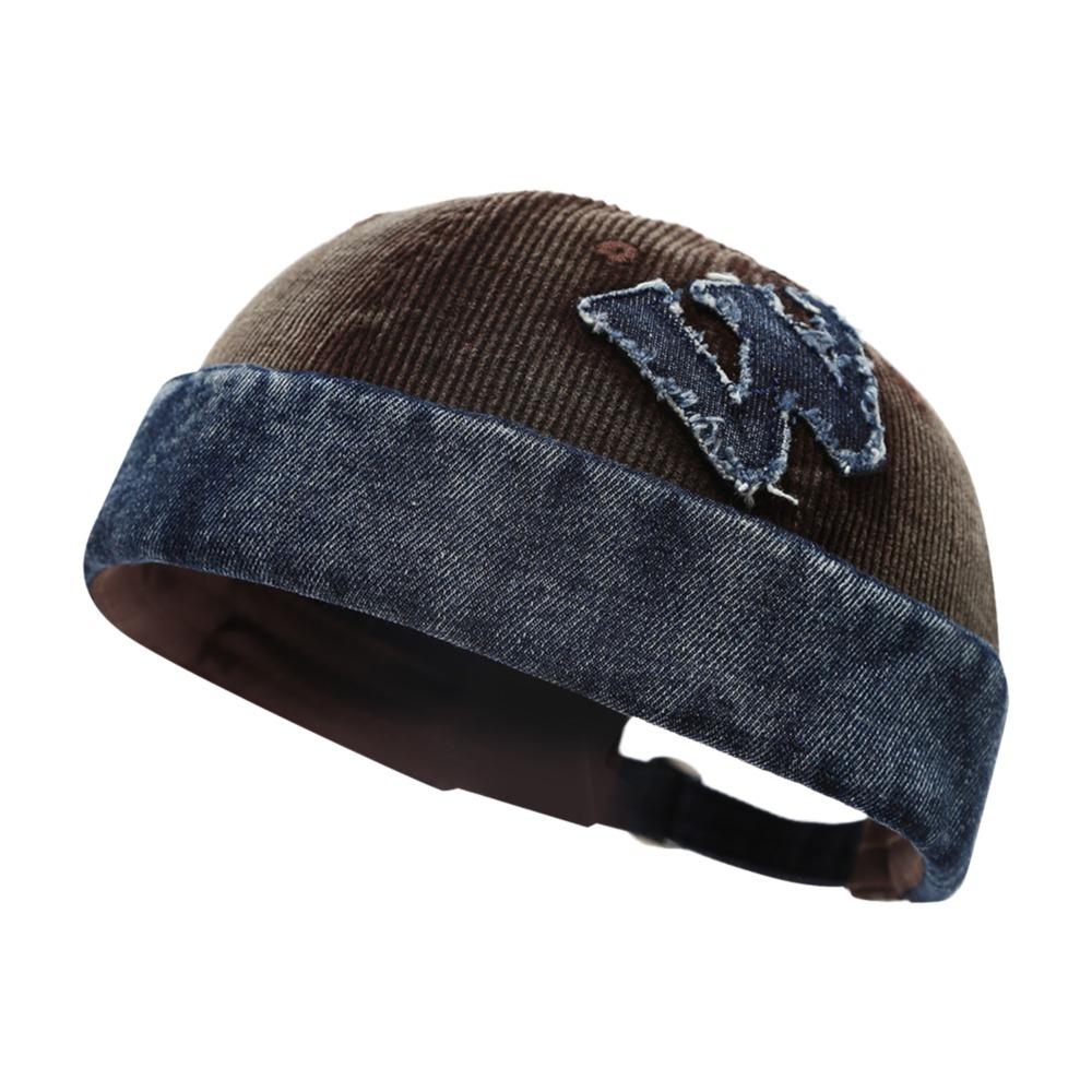 Fashion Washed Cotton Docker Cap Rolled Cuff Adjustable Melon Cap Casual Vintage Beanie Hat Streetwear кофейный