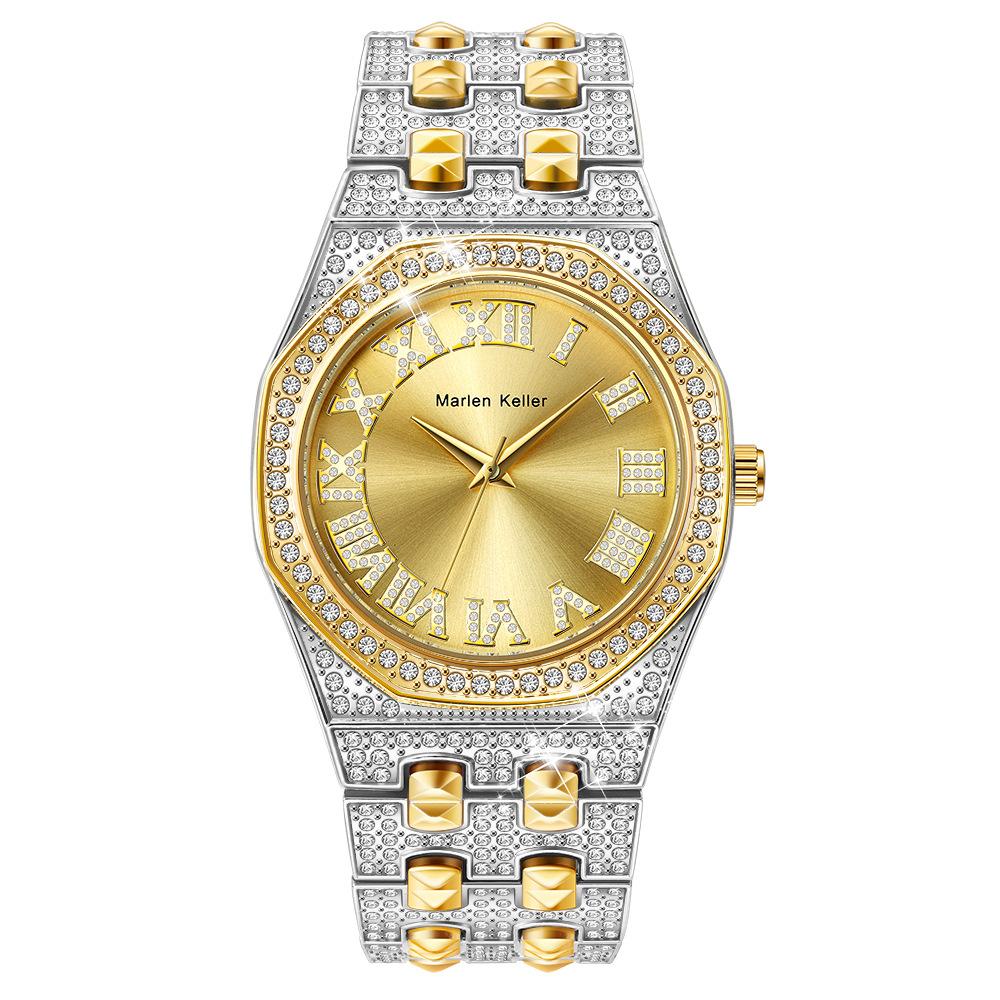 Luxury Full Diamond Men Watches Fashion Stainless Steel Strap Male Quartz Wristwatches