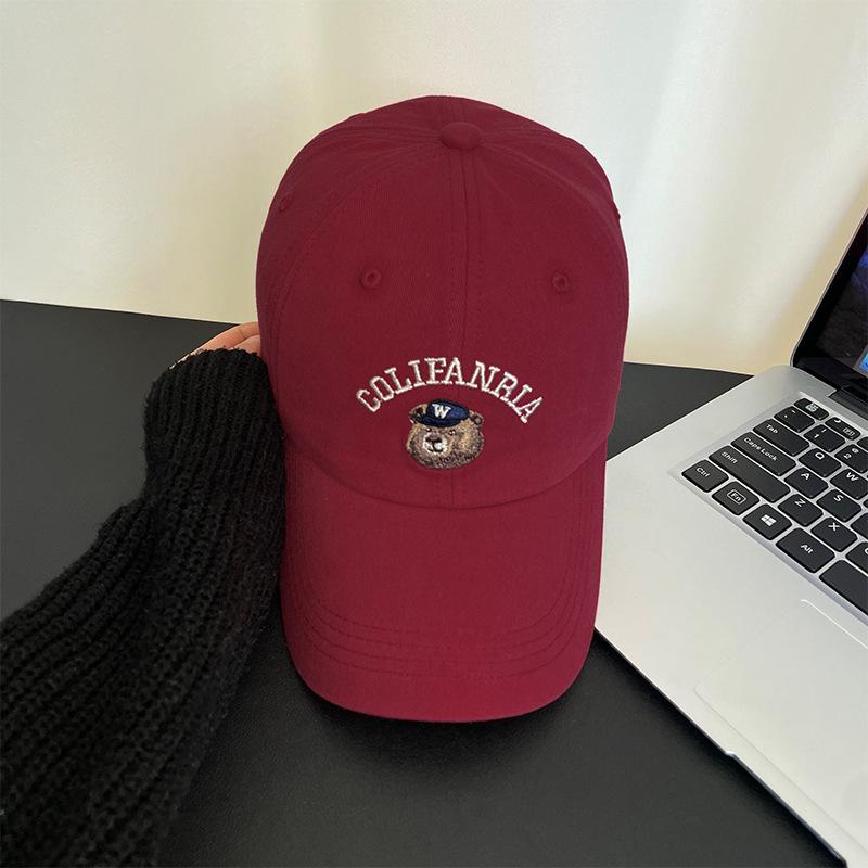 Cute Bear Baseball Cap Male Big Head Circumference Student Versatile Cap Spring and Summer Face Small Sun Protection Visor