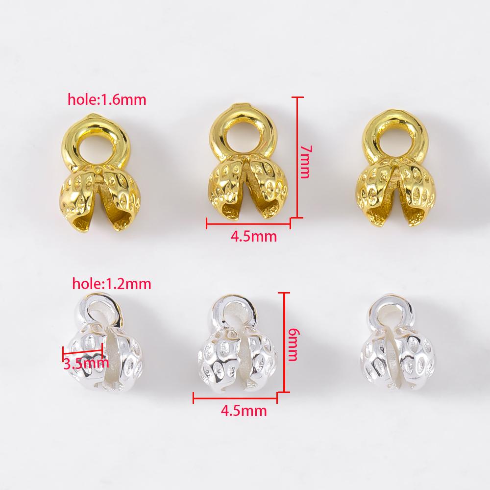 10Pcs Crimp End Bead Accessories 18K Gold Plated Clam Shell Bead Tip Crimp Ends Ball Chain Connector DIY Jewelry Making Supplies