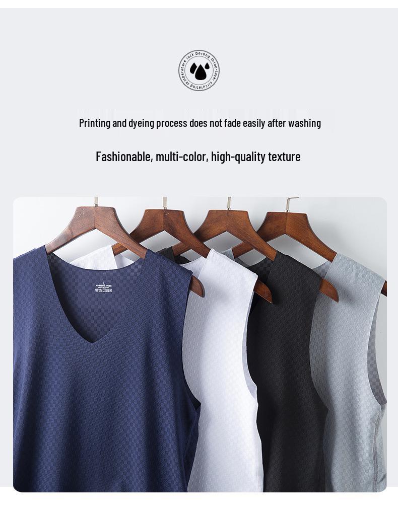Men's Quick-Drying Slim Fit V-Neck Mesh Ice Silk Summer Tank Top