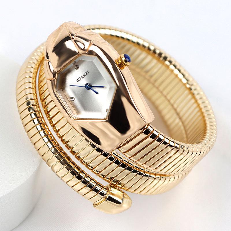Watch Women s Trend Snake Quartz Watch Casual Temperament European and American Premium Diamond-encrusted Women s Watch