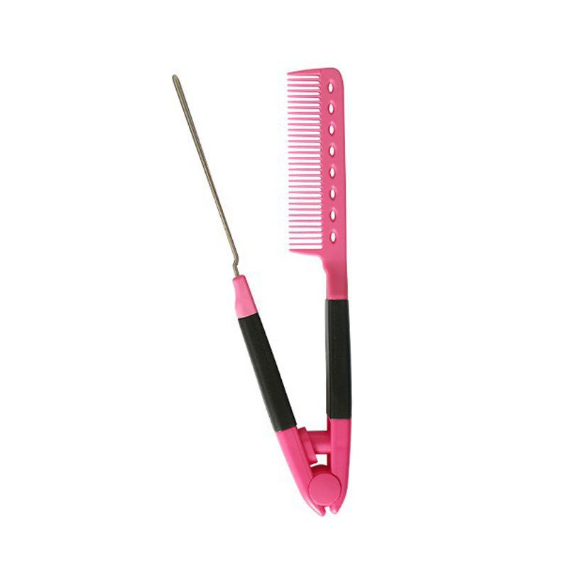 

Плоская расческа для выпрямления волос, расческа для салонных волос, расчески для укладки волос, выпрямитель для волос V-образной формы, прямой выпрямитель для волос розовый