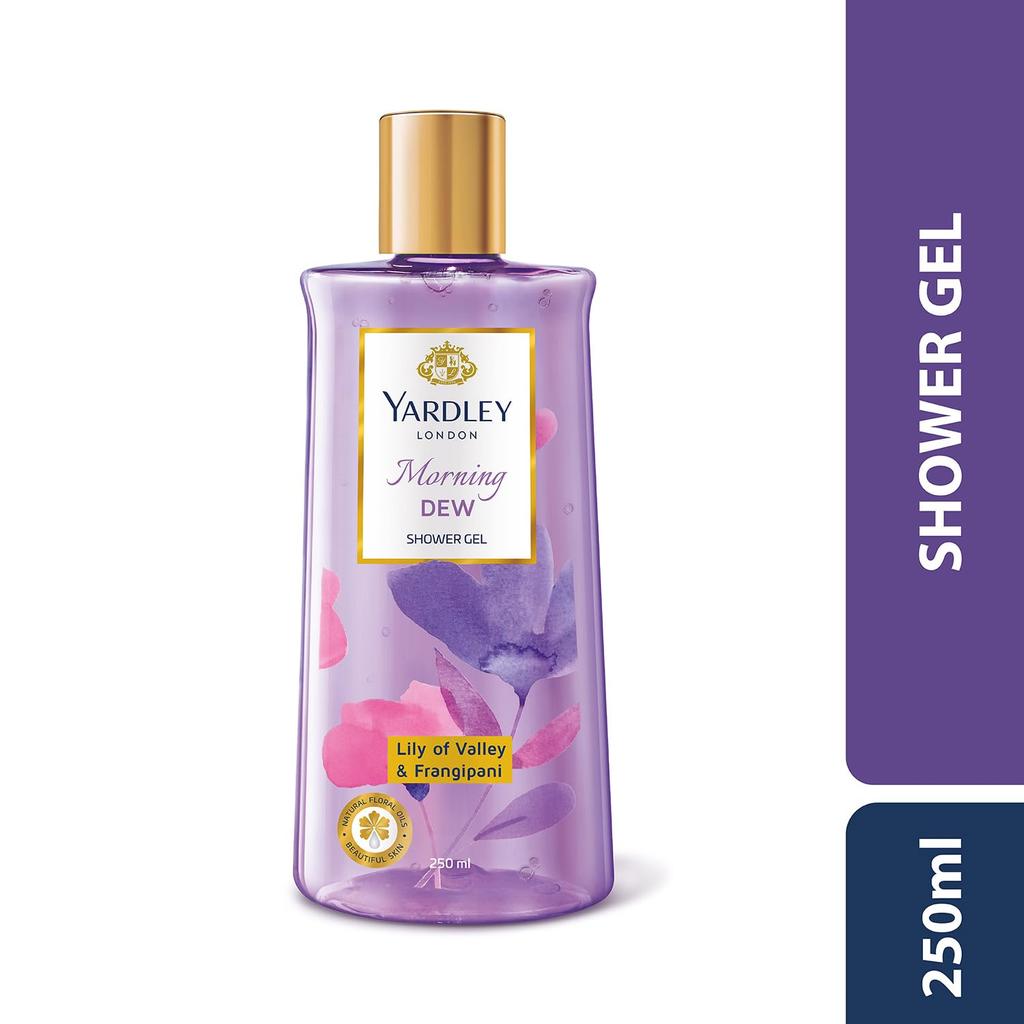 Yardley London Morning Dew Shower Gel With Lily Of The Valley And Frangipani Extracts, No Parabens Or Silicones, Gentle Hydrating Body Cleanser 250ml