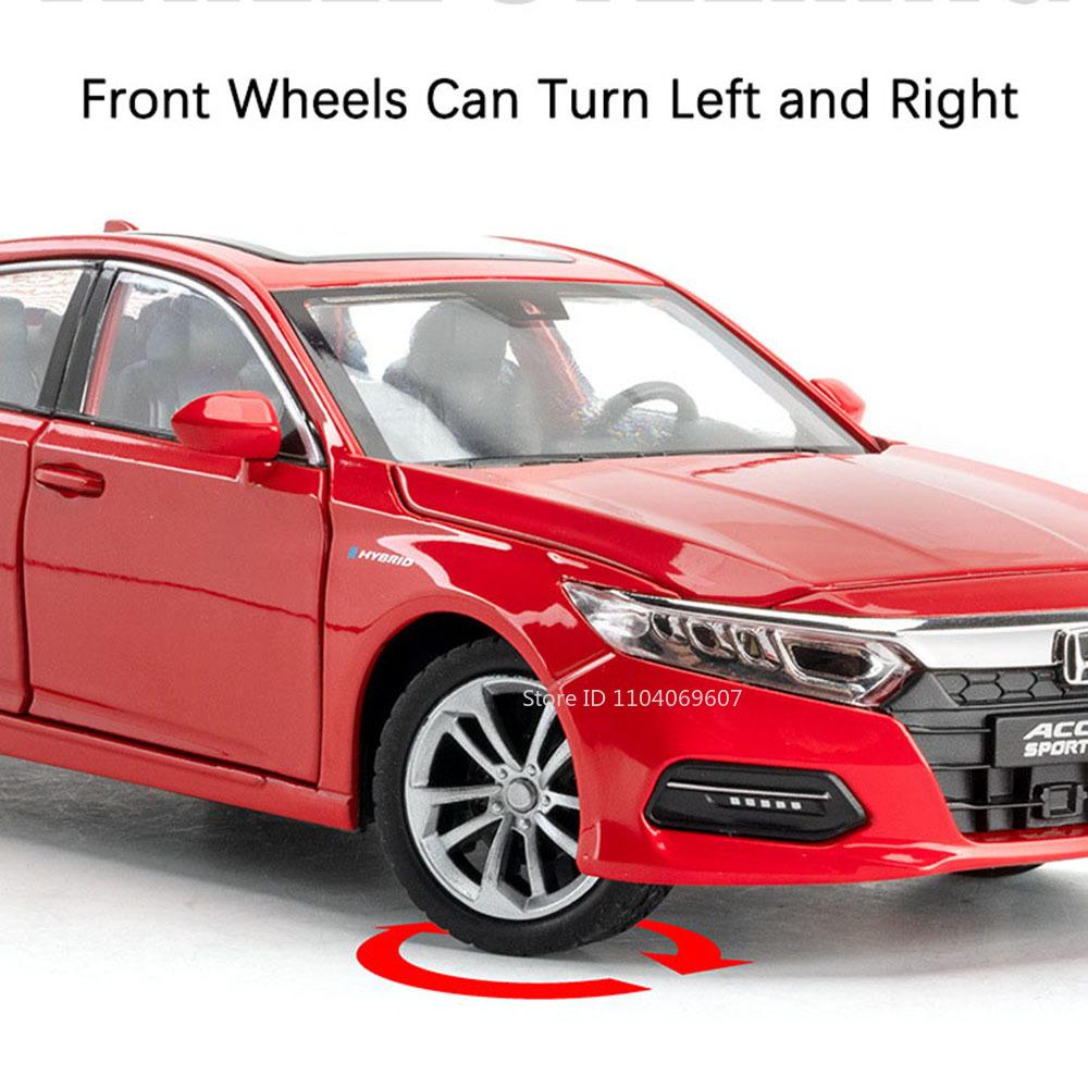 1:24 Scale Honda Accord Toy Model Cars Metal Diecast RAV4 Miniature Models Sound Light Pull Back Doors Opened for Children Gifts