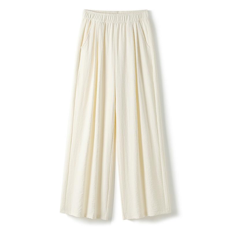 Acetat-Satin Yamamoto Falten Palazzo-Hose Damen Sommer Dünn Fallend Sonnenschutz Lässig Bodenlang Hose Fauler Stil