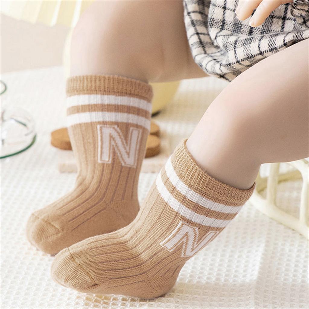 0-5 Yrs Kids Toddler Ankle Socks Soft Cotton Breathable Letter Print Crew Socks Elastic Sports Socks for Baby Clothing Accessory