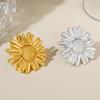 18K Gold Plated Sunflower Stainless Steel Open Ring - Versatile Titanium Jewelry