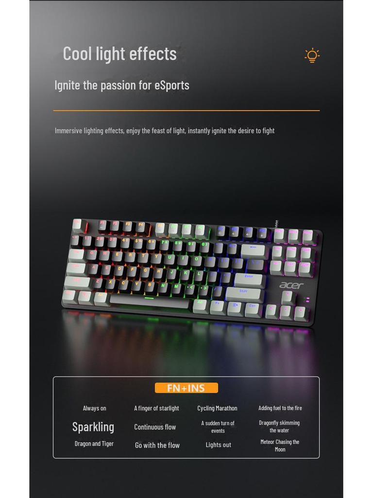 Acer True Mechanical Wired Gaming Keyboard with Red/Blue Axis for Desktop and Laptop