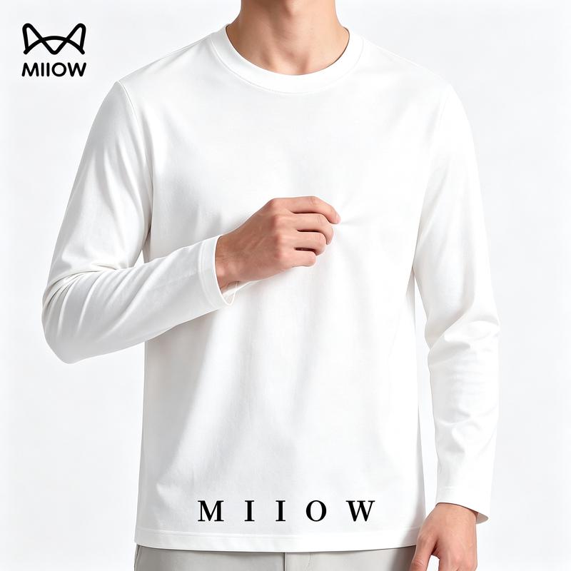 MiiOW Men's Cotton Long-Sleeve Crew Neck Tee