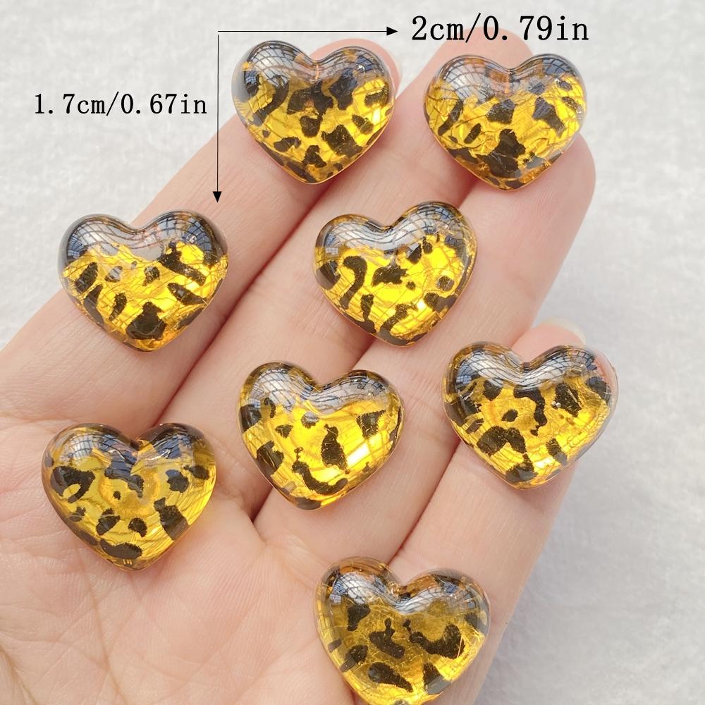 

10Pcs New Cute Resin Cartoon Leopard Print Heart Shape Series Flat Back Scrapbooking DIY Jewelry Craft Decoration Accessories