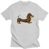 Custom Dachshund Love T Shirt for Men Tshirt Leisure Tees Short Sleeves Wiener Badger Sausage Dog Tshirts Slim Fit Clothing