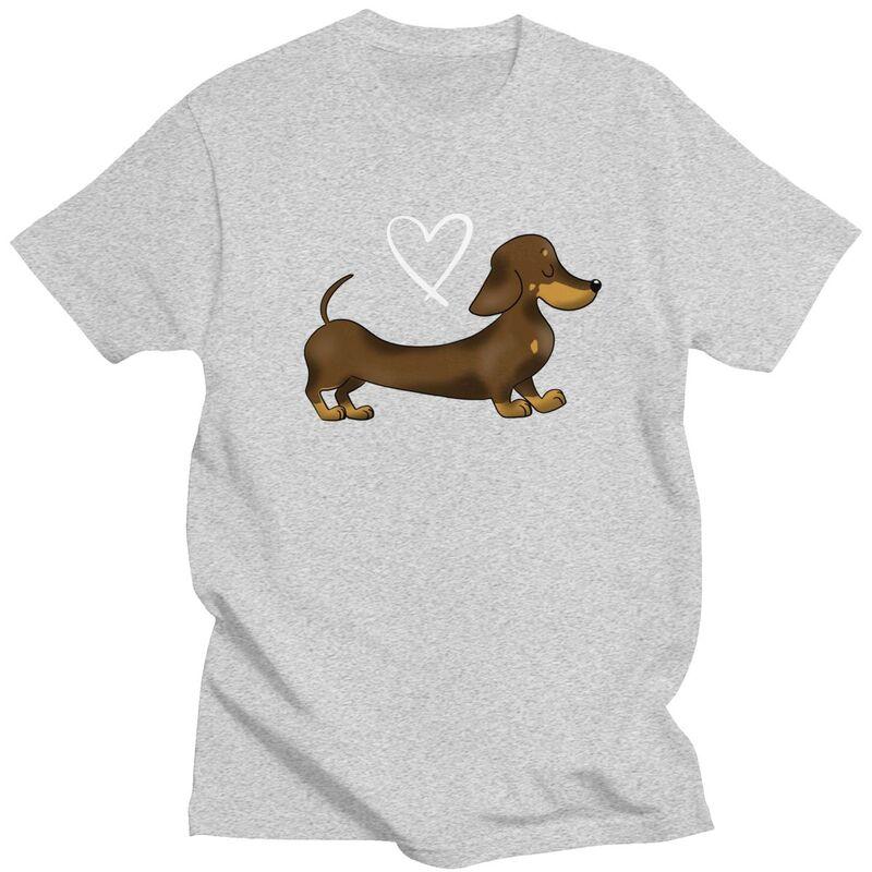 Custom Dachshund Love T Shirt for Men Tshirt Leisure Tees Short Sleeves Wiener Badger Sausage Dog Tshirts Slim Fit Clothing