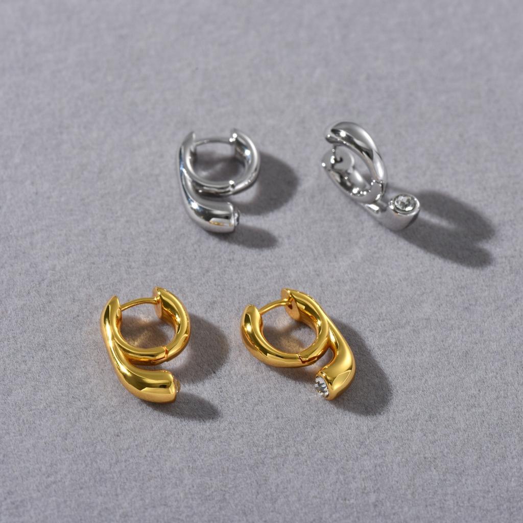 Nischenpersonalisierte 18K Echtgold-Inlay Zirkon Ohrstecker Ohrringe, Einzigartige Trend-Ohrringe