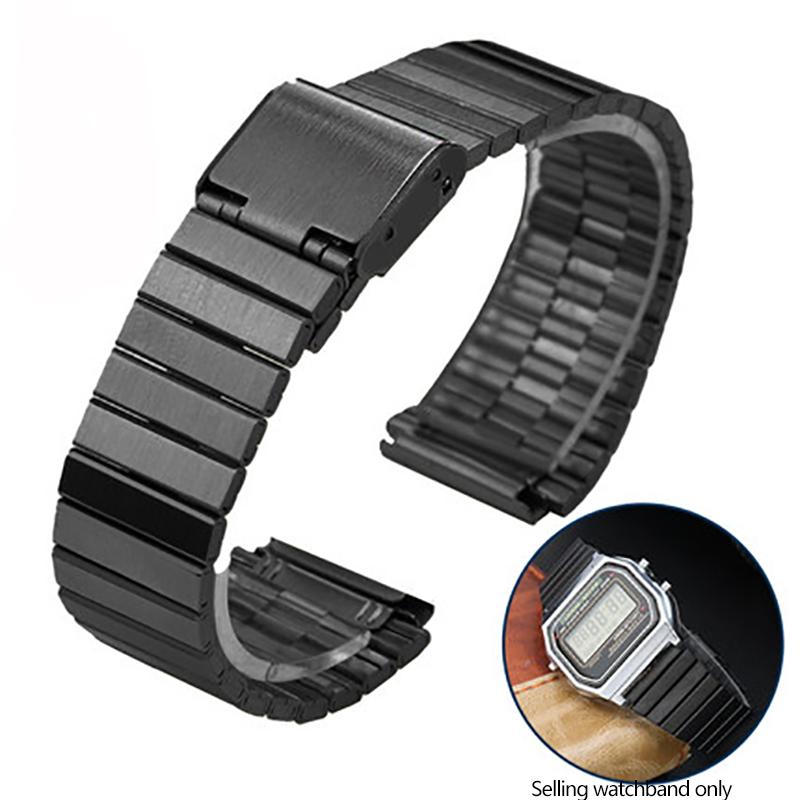 

18 мм Ремешок из тонкой стали для часов CASIO A158/A159/A168/A169/B650 AQ230/700 A158W A168 Классический AE-1200 Серебристый Черный Металлический ремешок 18mm
