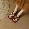 Fashion Women Sandals French Retro Sandals Women's Flat Roman Word with Beach Low Heel Sandals Wide Heels Women Sandalias De Mujer