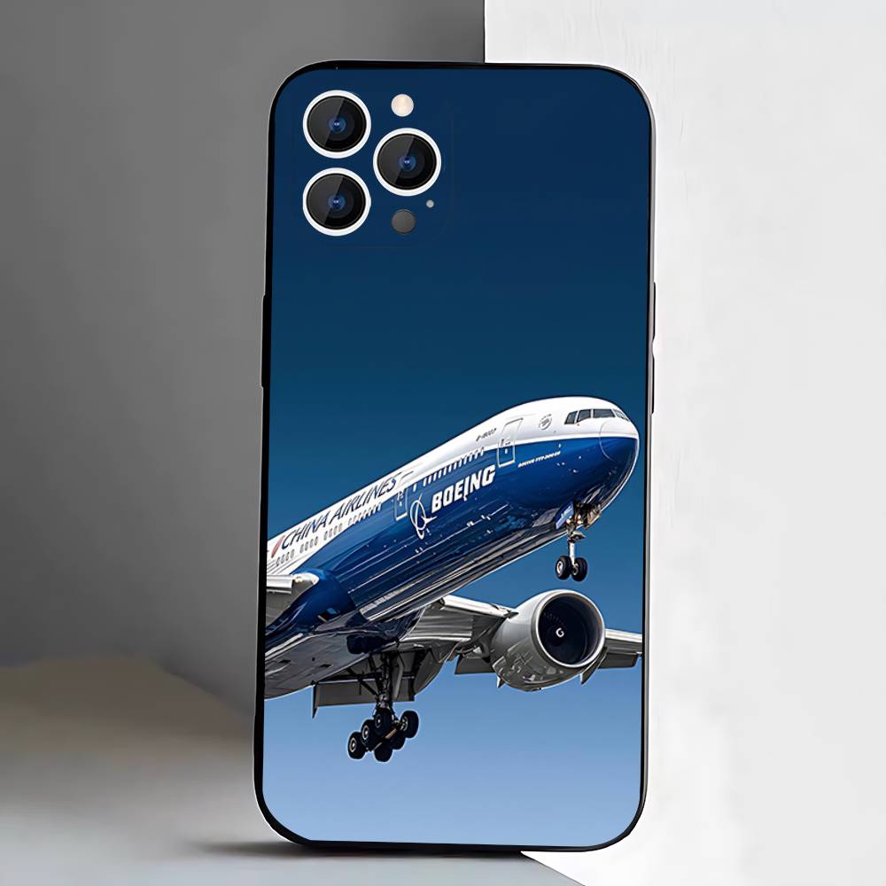 

B-BoeingS 777 Top Airplane Phone Case Silicone Soft For IPhone 17,16,15,14,13,12,11,Pro,Max,Plus,E,Air,Mini Black iPhoneXR