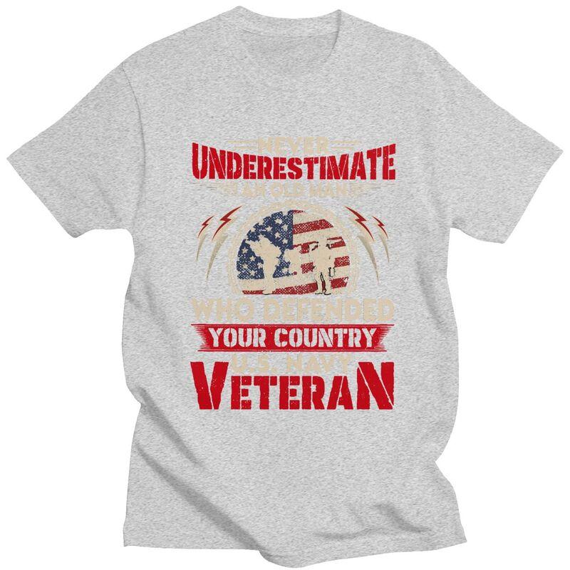 Custom US Navy Veteran T Shirt Men Short Sleeve Veteran Day Patriotic Tshirt Casual Tee Tops Pure Cotton Slim Fit Tshirt
