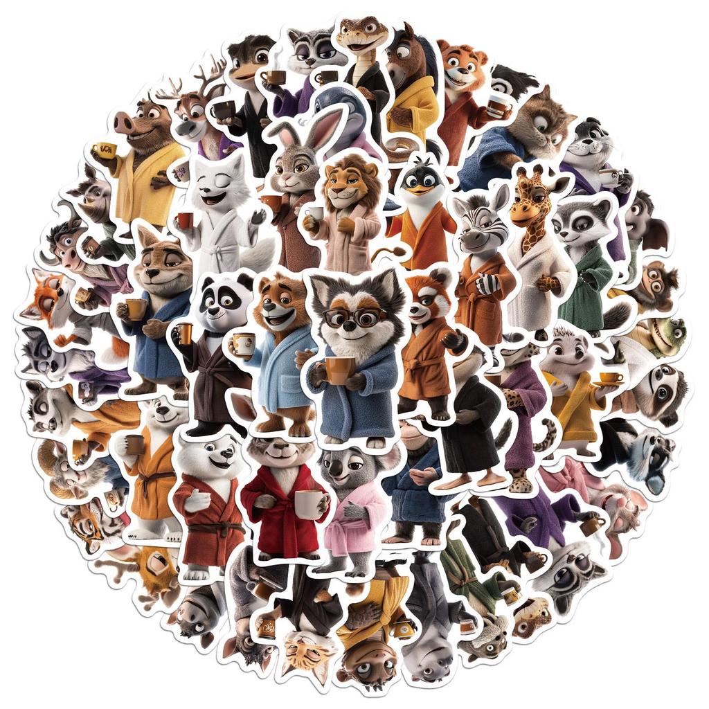 Sada samolepek divoké zvěře: Los, Alpaka, Panda & Lev