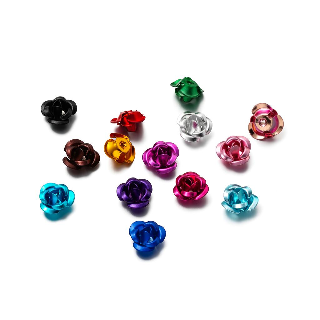 30/50pcs 7/9/11 mm Aluminum Flower Spacer Beads Colorful Loose Bead for Bracelet Earrings Jewelry Making Accessories