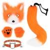 Halloween Fox Mask & Gloves with Plush Tail and Collar Set for Cosplay