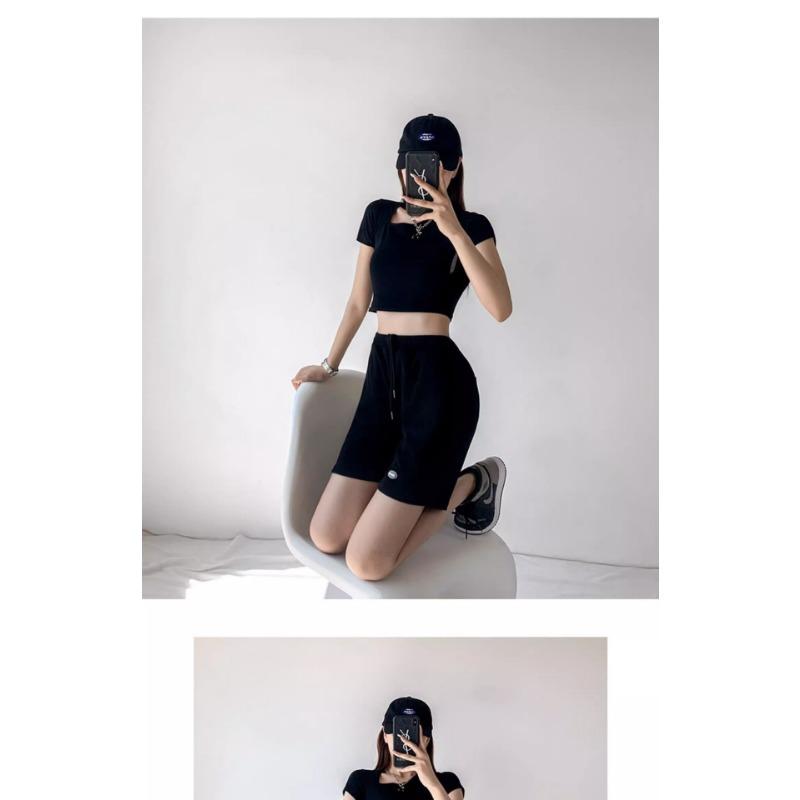 Lockere, gerade Sport-Waffel-Shorts mit mittlerem Bein, Sommer-Hottie, hoch taillierte, lässige Viertelhose mit weitem Bein