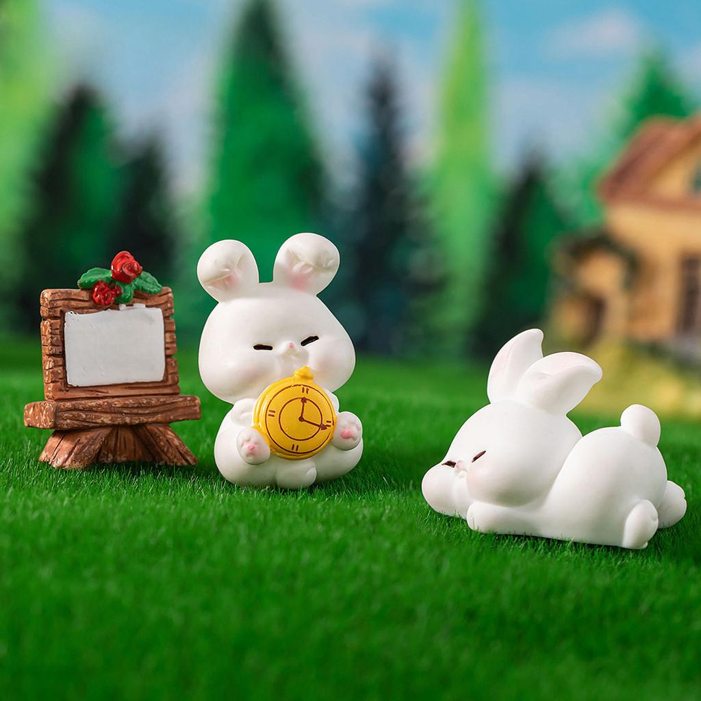 Adorable Cartoon Cute Rabbit Diy Decoration Resin Craft Artistic Tabletop Ornament