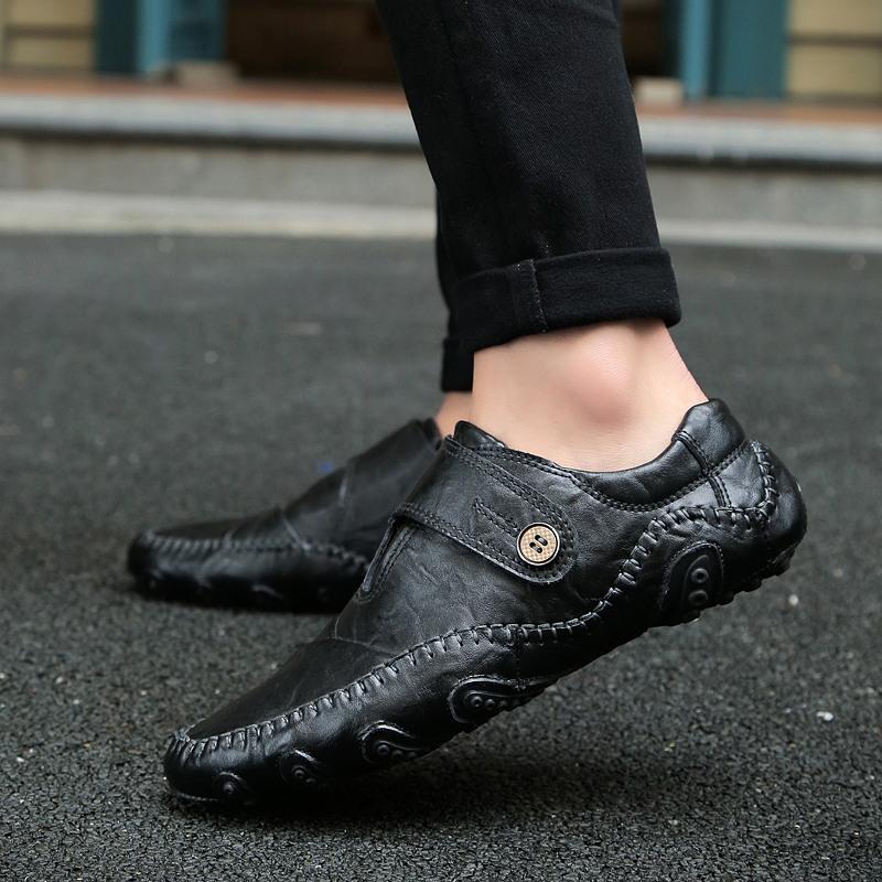 Men's Plus Size Breathable Leather Casual Driving Shoes - Spring Collection