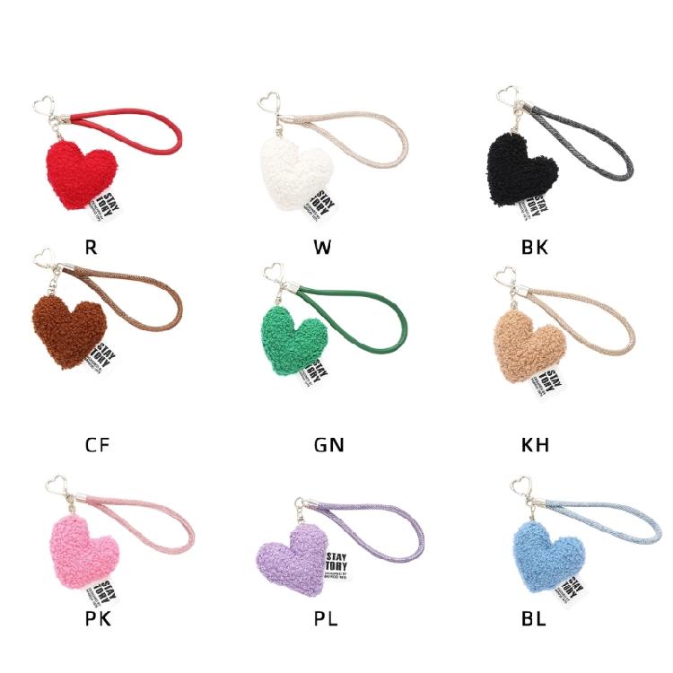 Sweet Plush Love Heart Pendant Wristlet Keychain Bag Charm Keyring Pendant Lanyard for Backpack Coin Purse Decoration
