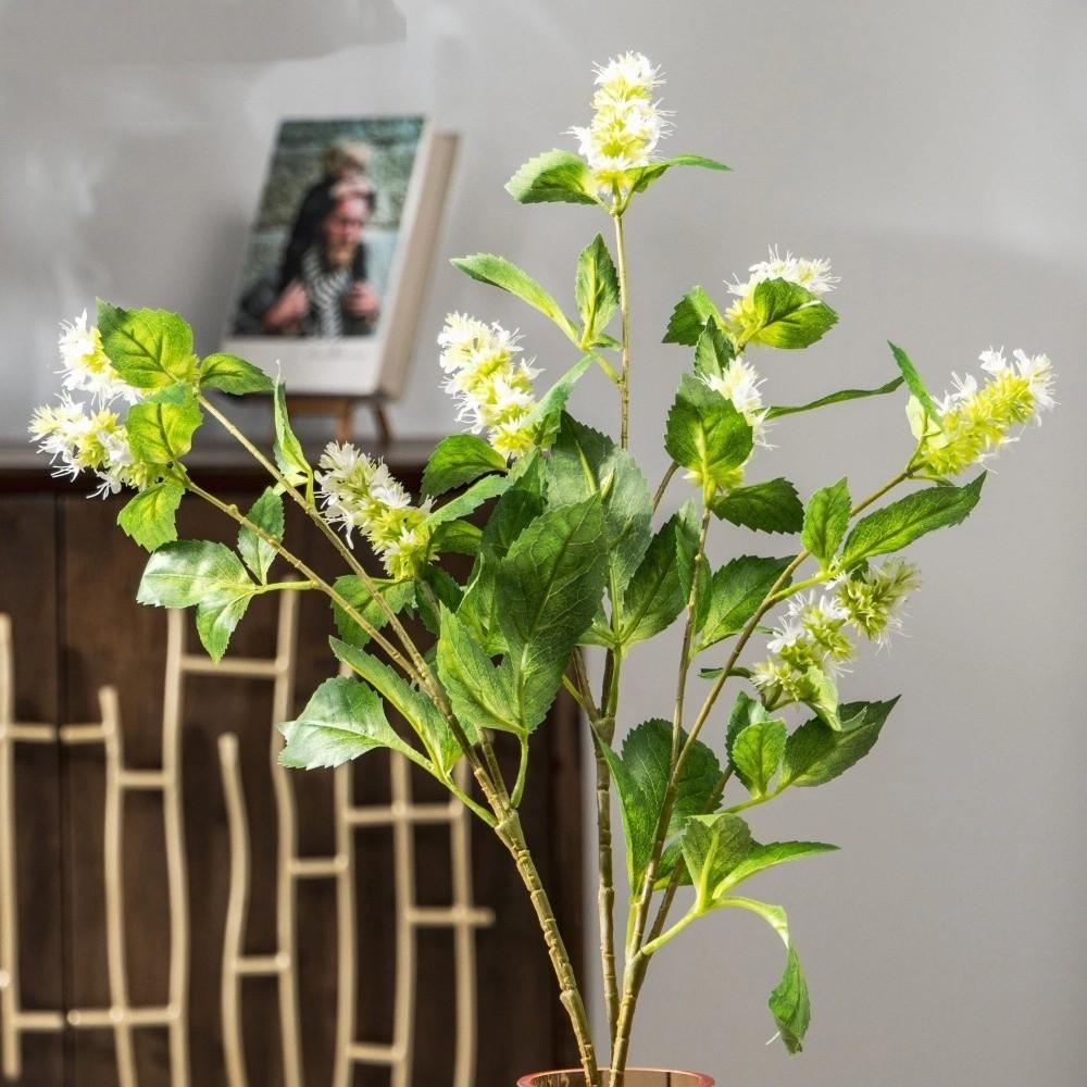 3 Head Artificial Pogostemon Stem Spike Flower Simulation Pogostemon Silk Faux Flower  Table Decor