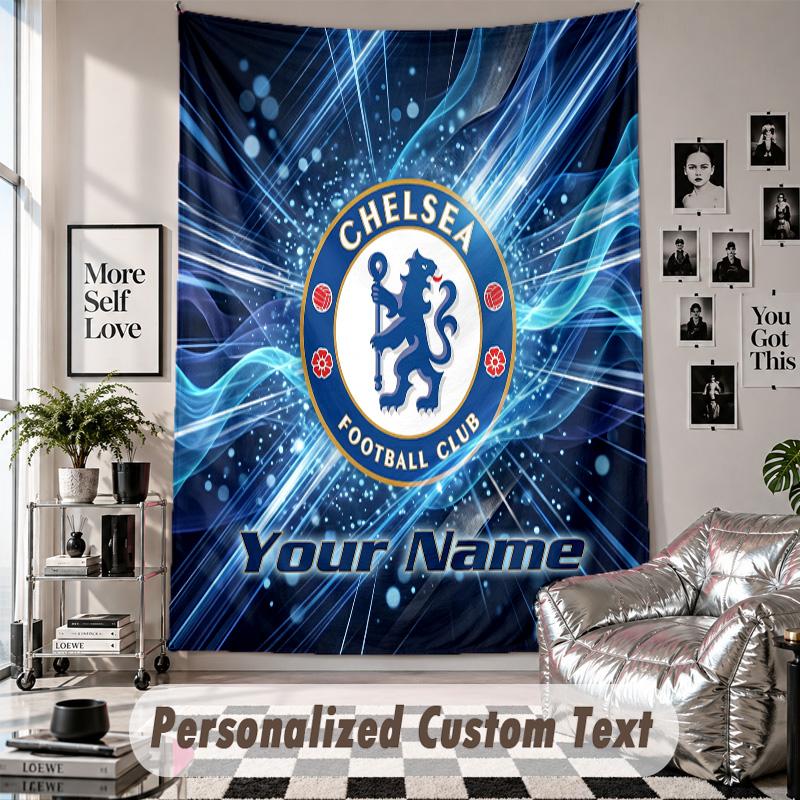 Custom Tapestry Wall Hanging, Chelsea FC Personalized Name Text Home Wall Decor